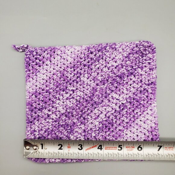 Handmade Crochet Purple/White Potholder Set Double Thickness - Picture 8 of 10